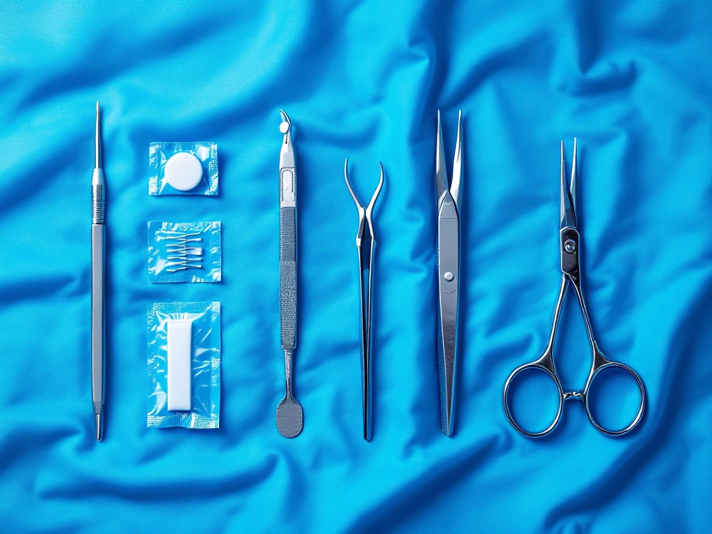 A surgeon's gloved hands holding fine suture and a needle driver over a sterile draped field